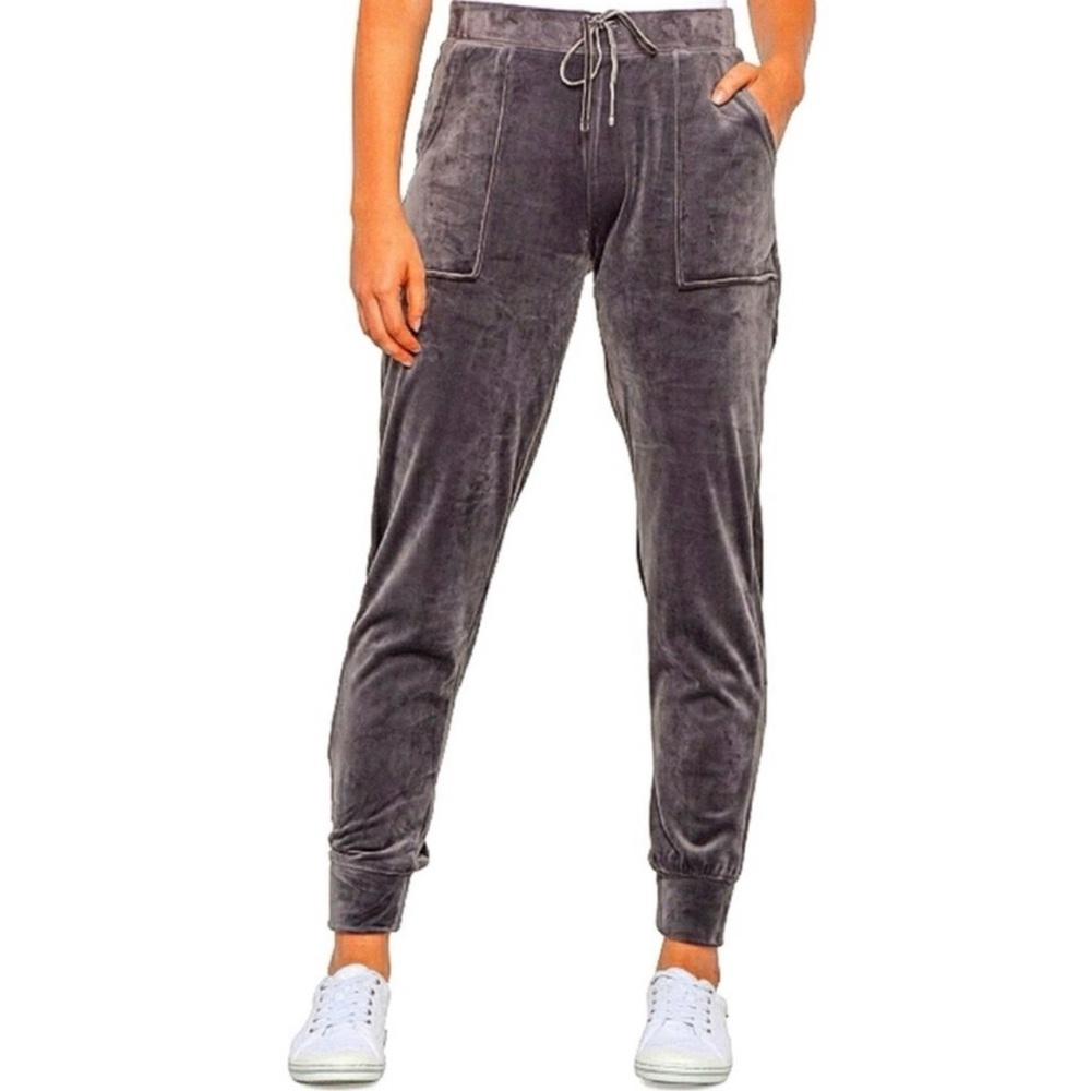 Cynthia Rowley Gray Plush Velour Joggers XS – Cozy Luxe Lounge Pants